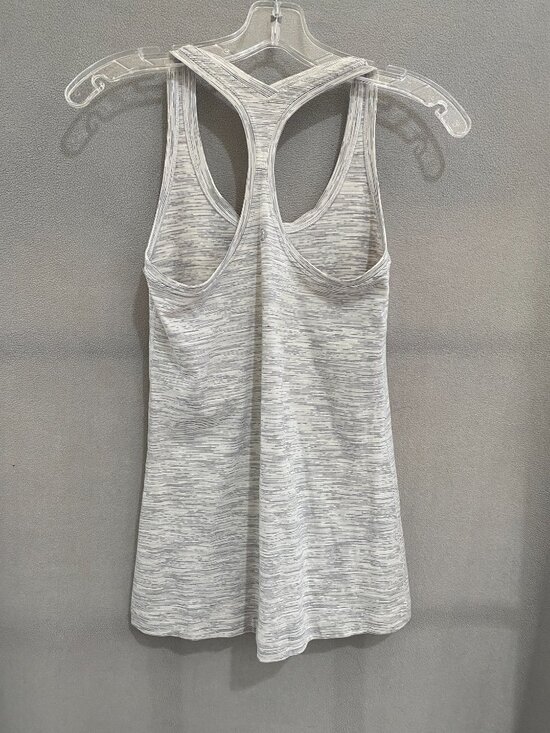 Lululemon White Gray Striped Racerback Tank Top Athletic Yoga Workout Top - Picture 3 of 4